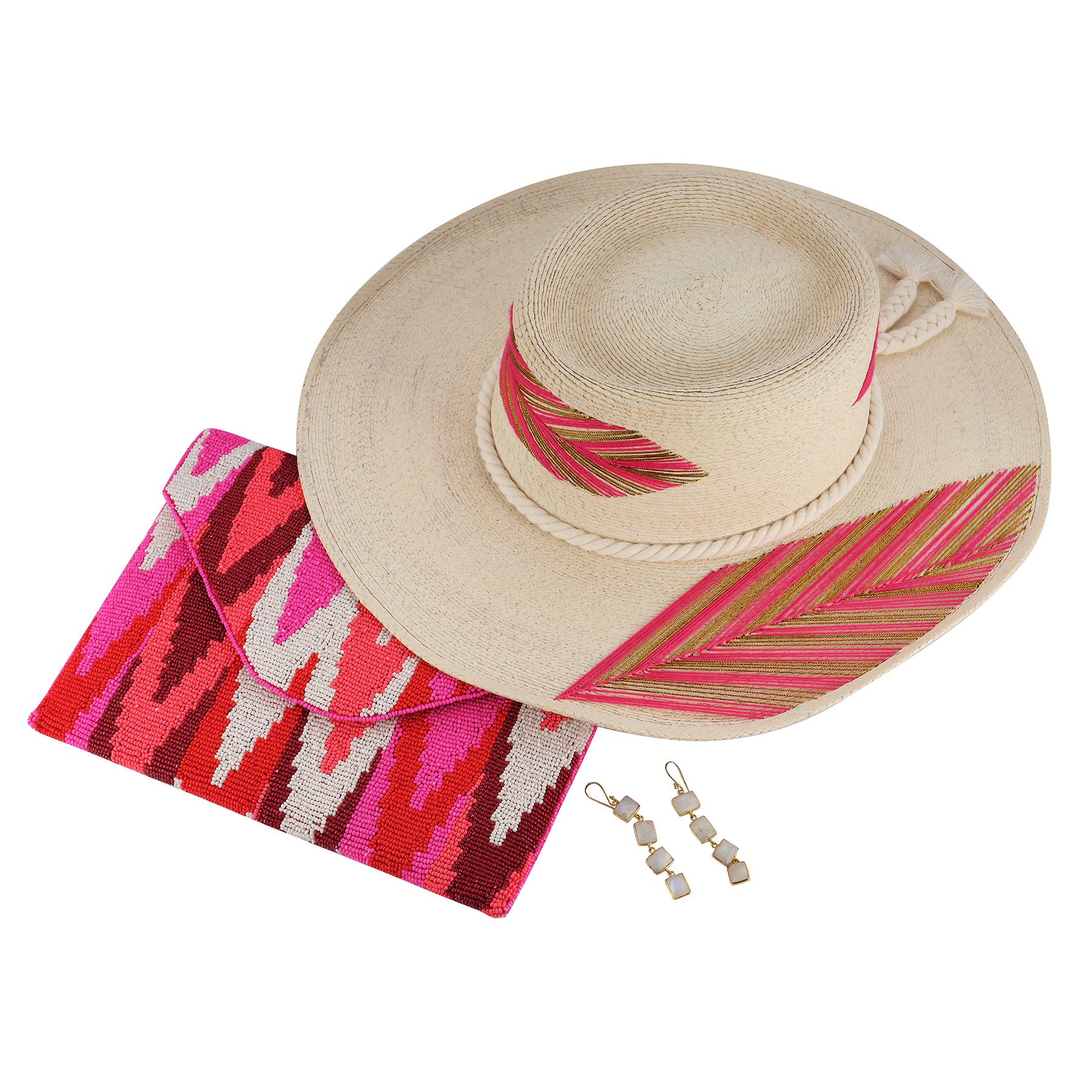 Ikat Beaded Clutch Bag