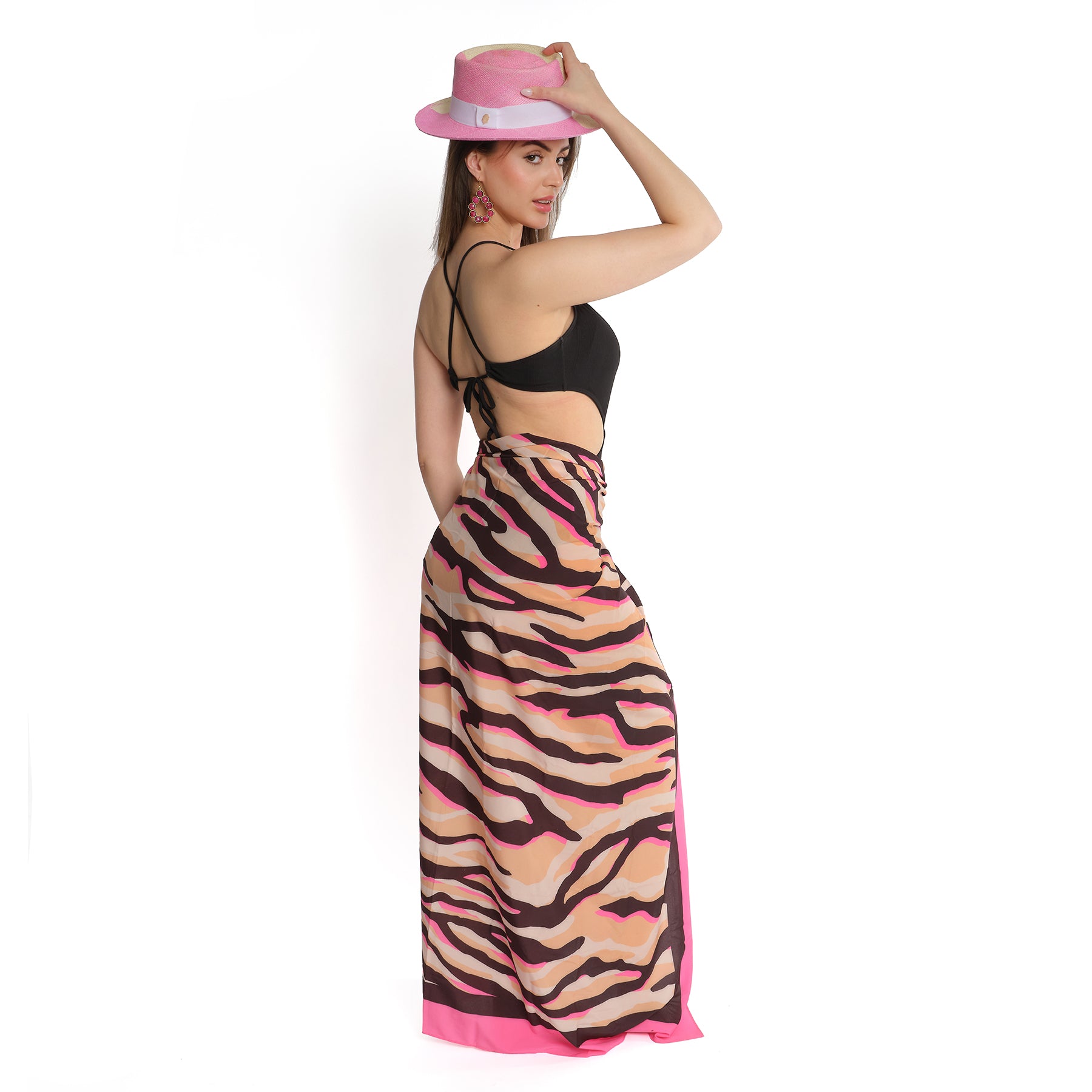 Pink Mixed Color Straw Hat